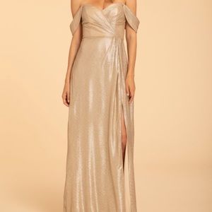 Hayley Paige Occasions 52002 bridesmaids dress gold / champagne metallic